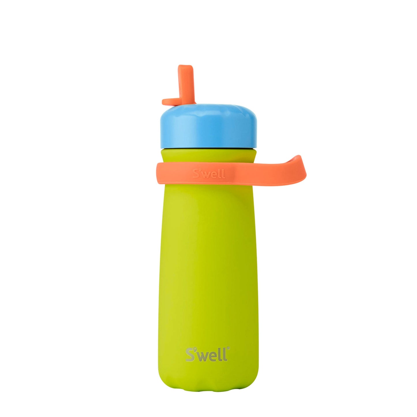 traveler-with-flip-straw-lid-16oz-l6 Swell-Kids-Water-Bottle-Traveler-16oz-Lime-Sherbet-Front-Lid-Up.jpg